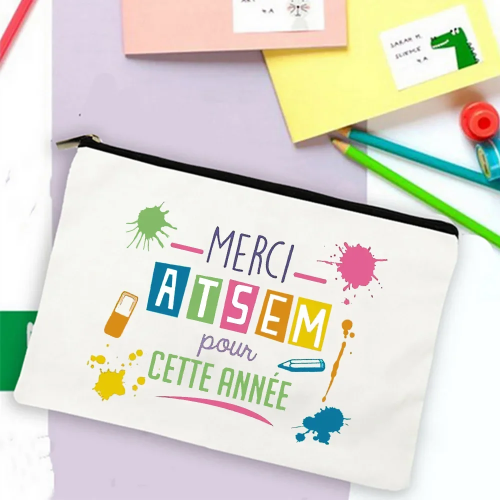 

Merci Atsem Printed Makeup Bag Pencil Bags Graduate Gift for Atsem Teacher's Day Present Travel Neceser Toiletries Storage Pouch