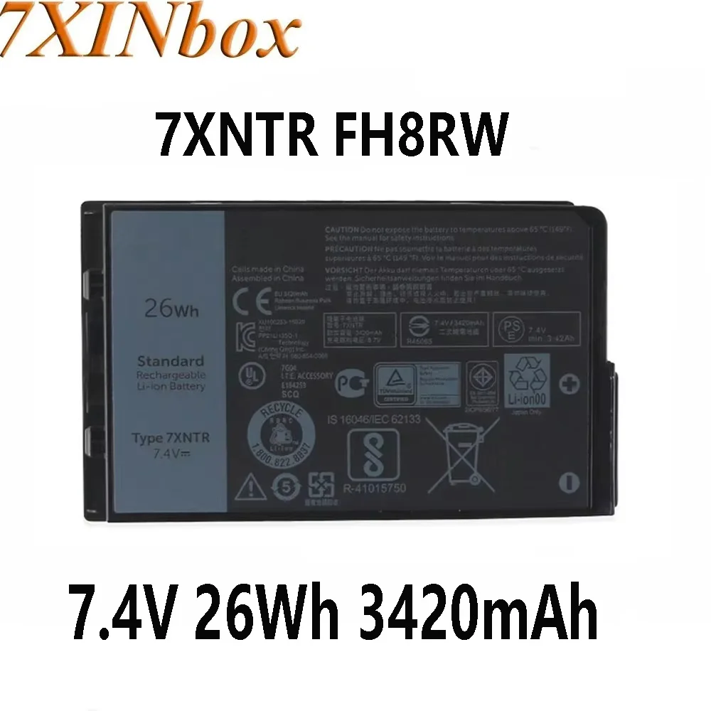 7XINbox 7XNTR FH8RW 7.4V 26Wh Laptop Battery For Dell Latitude 7202 7212 12 7202 Latitude 12 Rugged Extreme 7212 Series