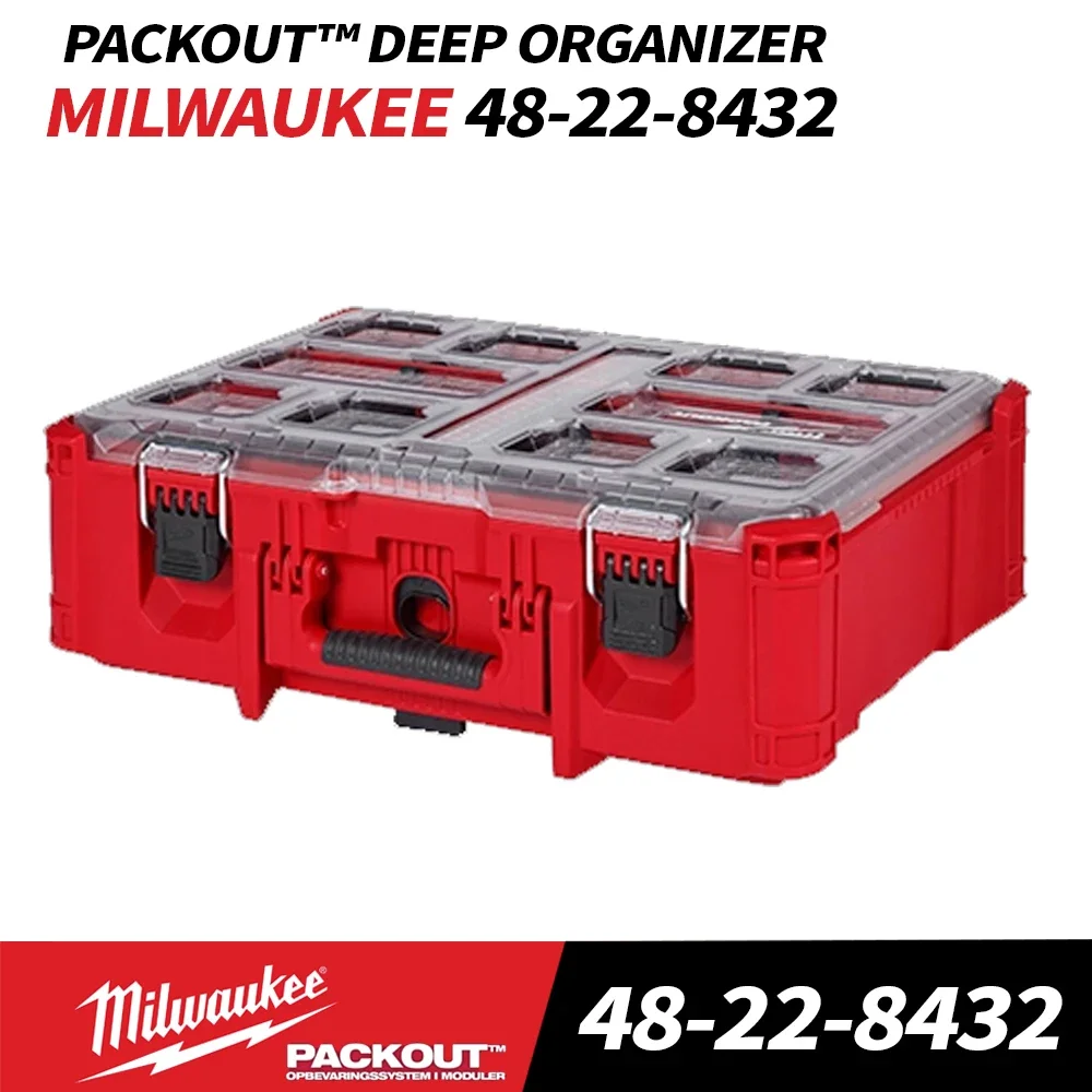 Milwaukee 48-22-8432 PACKOUT™ Deep Organizer MILWAUKEE Power Tool Cordless Drill Impact Wrench Drill Bits Storge Box