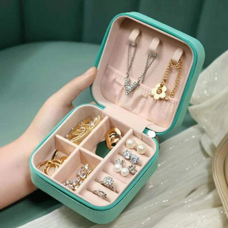 

Travel Jewelry Case Small Jewelry Box Portable Jewelry Travel Organizer Display Storage Case for Rings Earring Necklace Bracelet