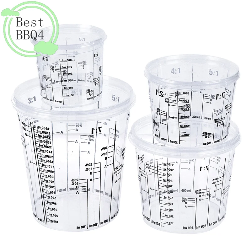 BBQ4 Plastic Paint Mixing Cup PP Hard Plastic Tune Paint Cup with Cover