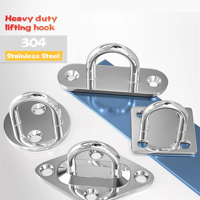 304 Stainless Steel Industrial Safety U Hooks, Thickened Solid Heavy Duty Ceiling Wall Mounted Hanger, High Load Bearing Fixing