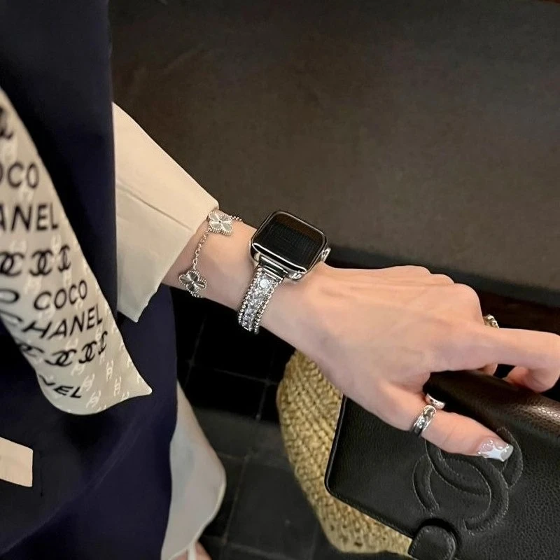 Full Diamond Arc Compatible with 38/40/41/42/44/45/46/49mm Compatible with Apple Watch Strap Ultra/Se10/9/8/7/6/5/4/3/2/1