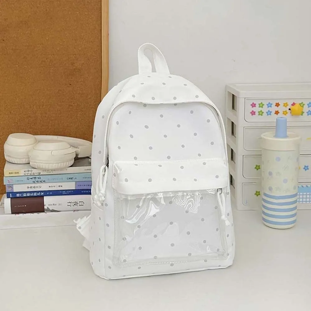 Ita-Tasche im japanischen Stil mit transparentem Fenster, großer Kapazität, leichtem Polyesterfutter und Polka-Dot-Muster. – Detail 12