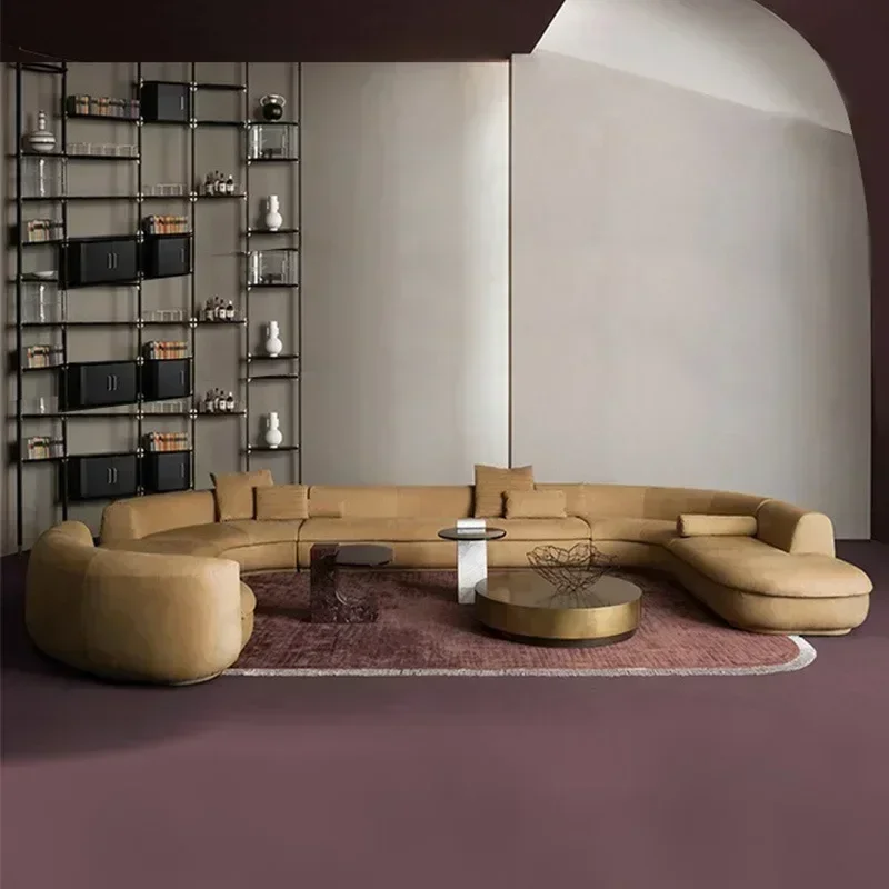 

Large apartment living room corner combination Italian high-end velvet sofa