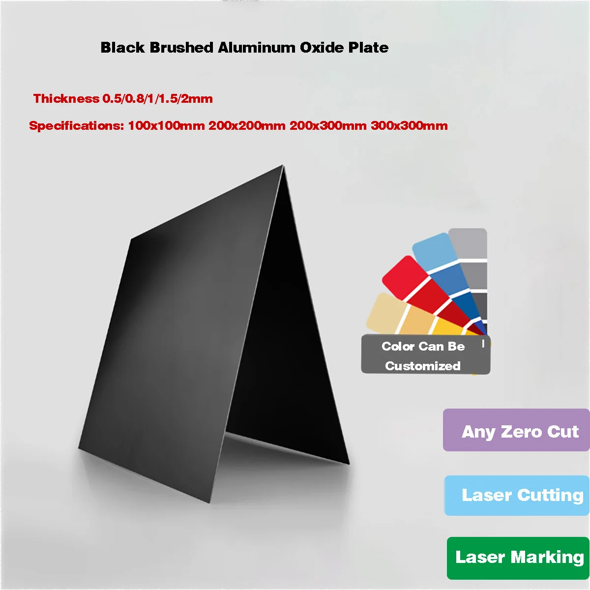 

Aluminum Alloy Plate / Black Brushed Anodized Aluminum Plate / Laser Cutting, Customizable Non-Standard Parts THK 0.5mm-2mm