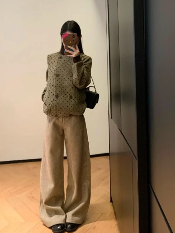 

Корейское пальто в горошек Ele Faionable Уникальный персональный топ Зимняя верхняя одежда для женщин Premium Faion