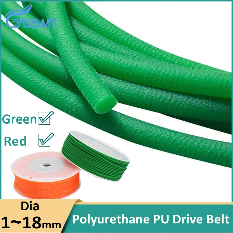 Polyurethane Drive Belting PU Belts Conveyor Strip Round Dia 2mm-12mm Red/Green