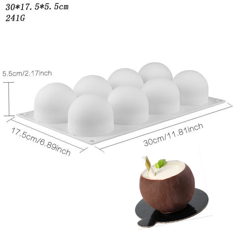 8/15 pcs Semi-circular Coconut Mousse Cake Mould Domestic Silicone Mold Baking Tools For Cakes Chocolate Mold Bakery Tools Decor