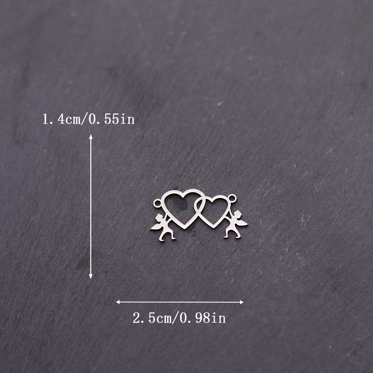 3pcs Romance Stainless Steel Angel Love Heart Charms Cupid Pendant Connector For DIY Necklace Bracelet Jewelry Making Wholesale