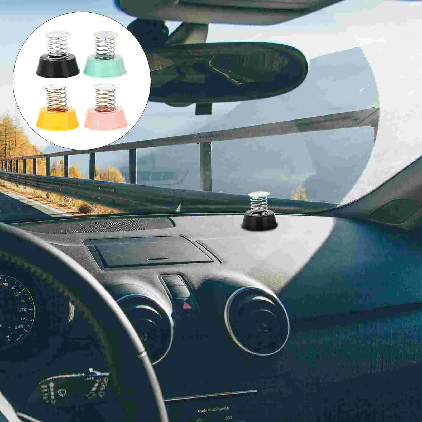 4 PCS Spring Base Car Bobbleheads Cars Infant Toys Funny Dashboard Dashcam Shake Decoration Ornament Driving Recorder