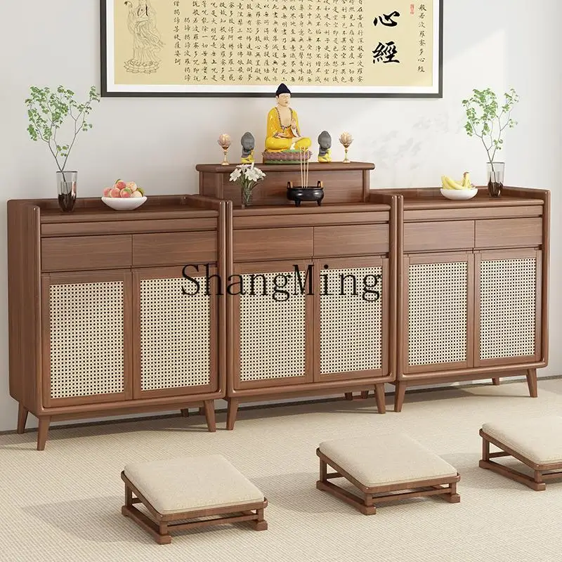 ZZJ solid wood table incense case, living room Shentai second floor ancestor cabinet, incense table, black walnut tribute table