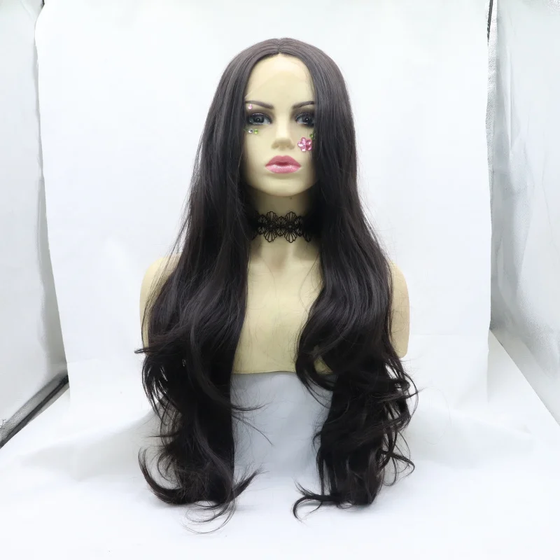 

Daily wear , hand-knitted front lace synthetic wig, matte high-temperature fiber, free-parting long curly hair