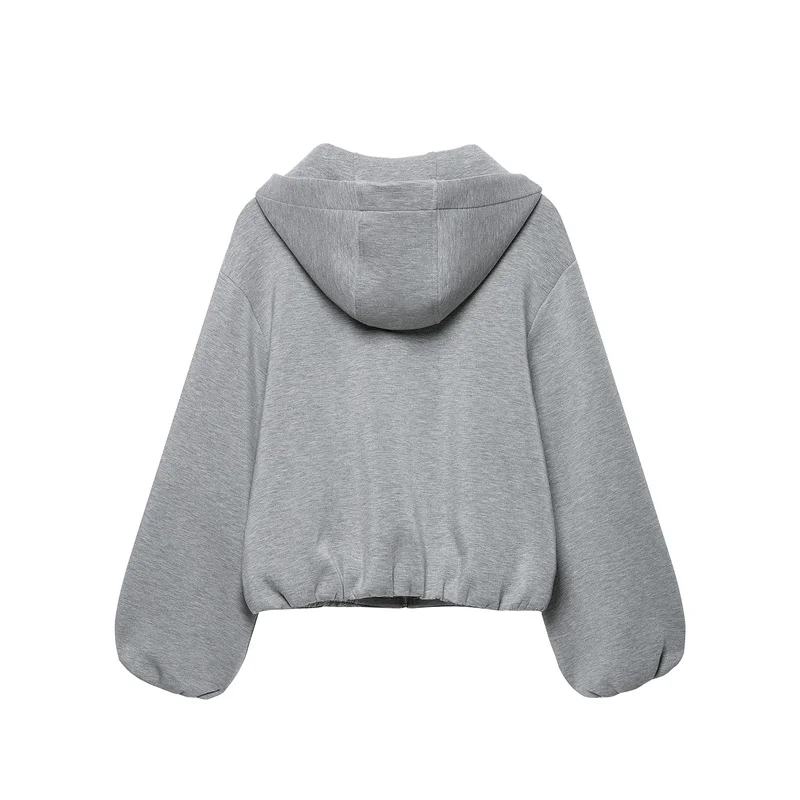 Guobioziy 2026 Autumn Women Drawstring Zip Hoodie Long Sleeve Loose Fit Trendy Versatile Daily Street Commute Outer Coat