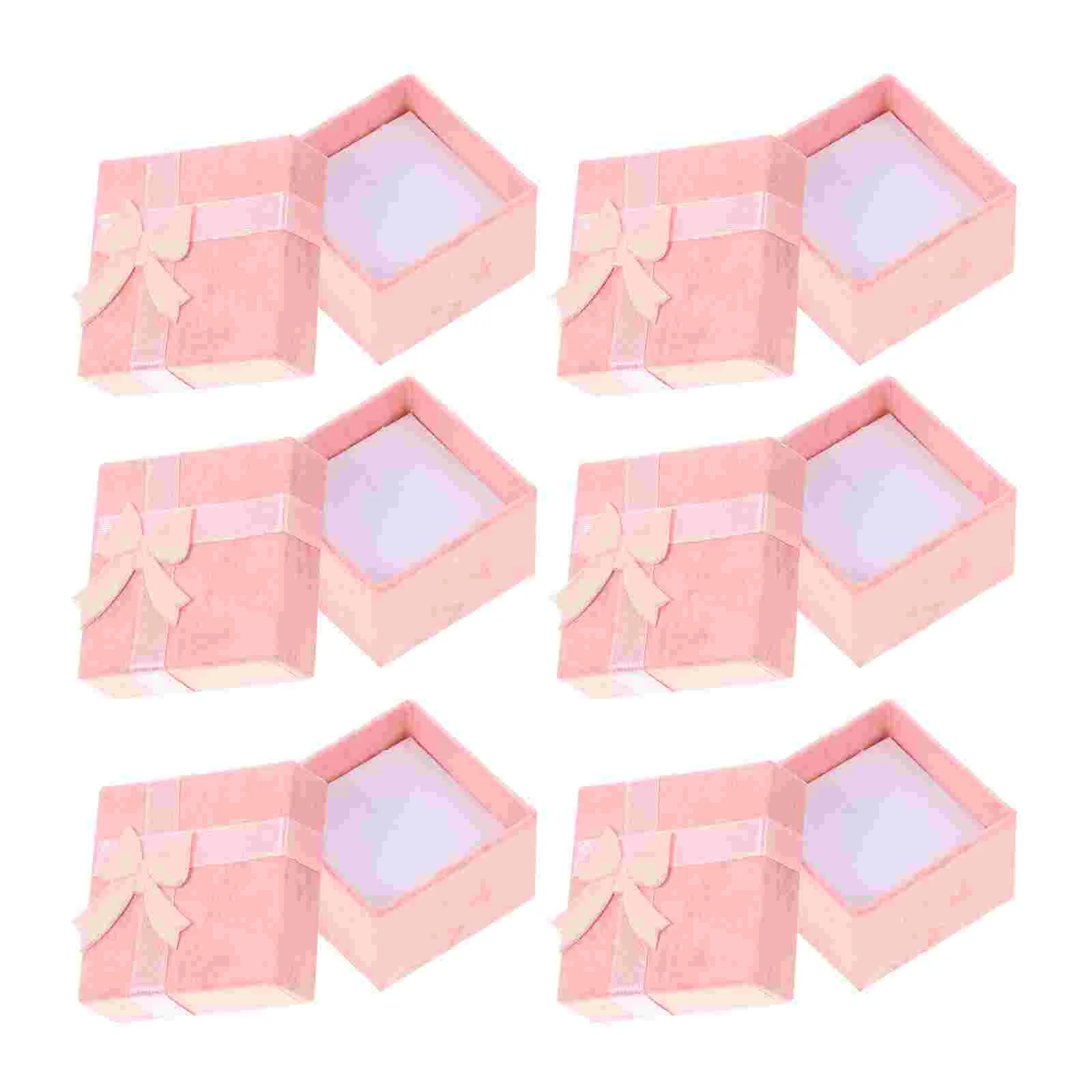 16pcs European Style Ring Box Fashion Jewelry Storage Box Bowknot Storage Case (Pink) ring case jewelry box