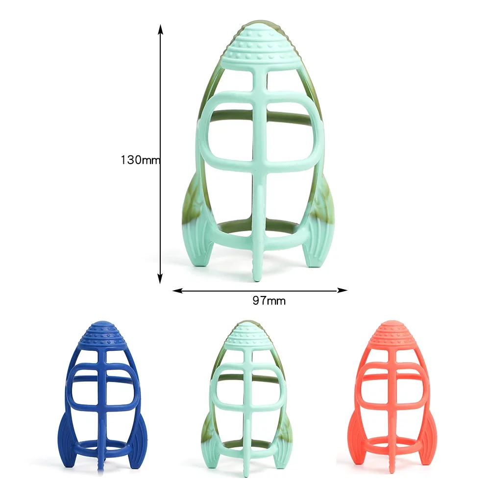 赤ちゃんのためのロケット型の歯がためリング,柔らかいおもちゃ,動物の形,噛むシリコン,BPAフリーのギフト,痛みの緩和