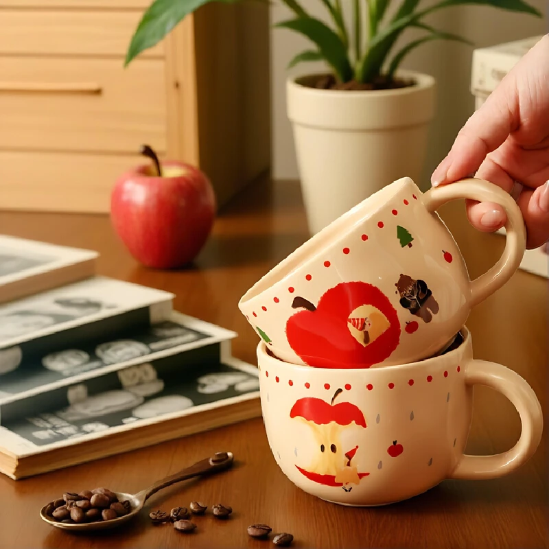 Cute Cartoon Anime Peripheral Apple Model Doll With Cover For Home Use Super Cute And High Aesthetic Value Creative Mug Gift