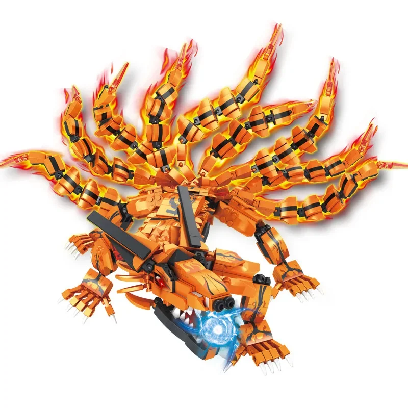 Ninja Bijuu Uzumaki Naruto Kurama Kyuubi Nine Tailed Fox Building Blocks Kit Classic Cartoon Anime Movie Model Kid Toys Gift