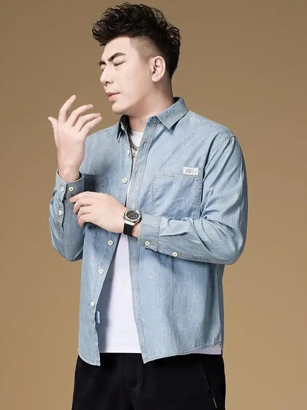 

Faionable Casual Men's Long Sve Denim irt Spring Autumn Sli Simple Design Versatile Comfortable Fit Chinese Brand