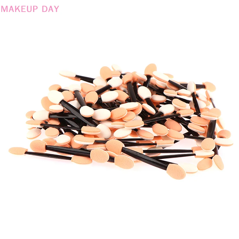 Disposable 100pc Eye Shadow Brush Makeup Dual Sided Sponge Latex Set Eye Shadow Brushes For Cosmetic Applicator Random Color