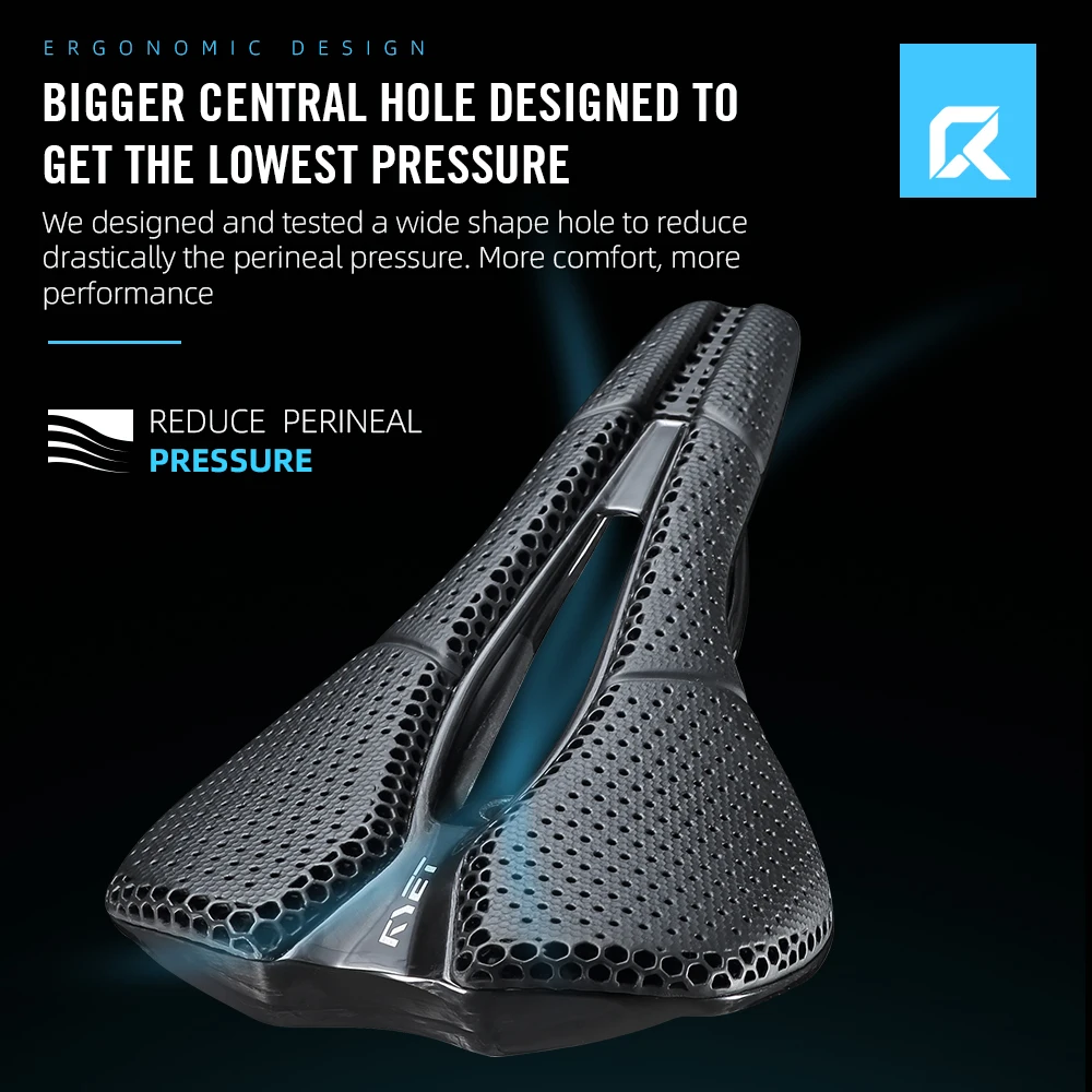 

2025 RYET 3D Printed Bike Saddle 245x143mm Full Carbon Vacuum Padding for MTB Gravel Road Racing Bicycle Cushion Cycling Parts