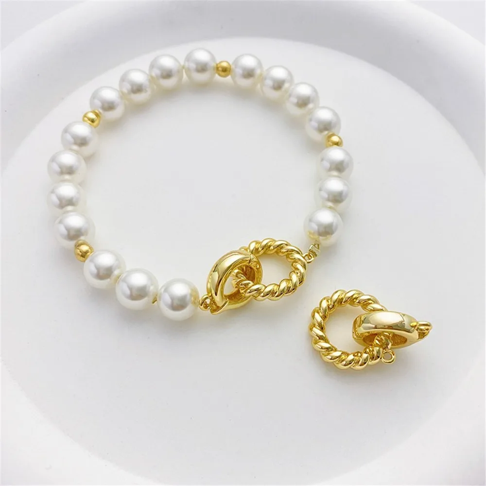 

14K Gold-plated Twist Ring Buckle Manual Diy Pearl Bracelet Necklace Finishing Buckle Accessories K087