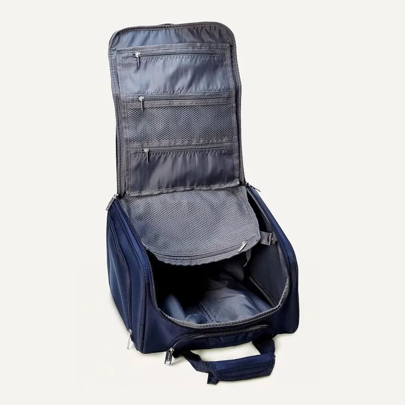 Bagagem de mão com rodas, bolsa de viagem com rodinhas de 14 polegadas, azul marinho