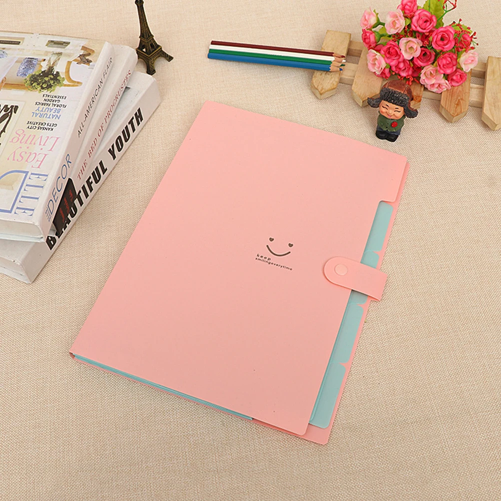 

A4 Letter Size 5 Pockets Plastic File Folder Snap Closure Expandable Accordion Documents Holder Bright Color Clear