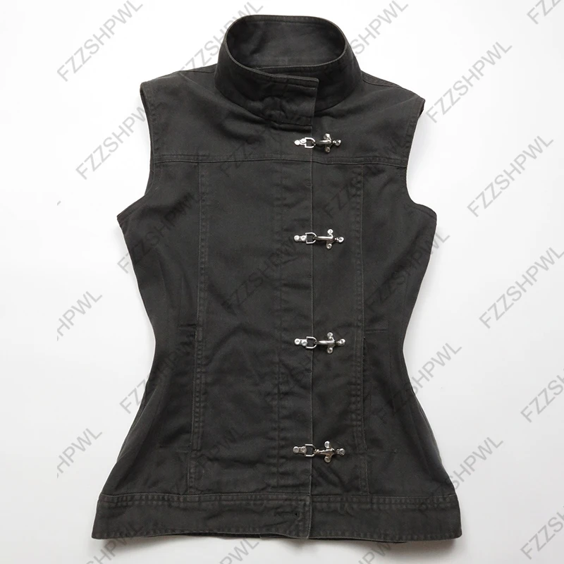 Camiseta sin mangas Harajuku subcultura Y2k con hebilla de avión, ropa de calle, top corto gótico Rock, chaleco Punk picante para chicas, Top sin mangas de moda Hip Hop