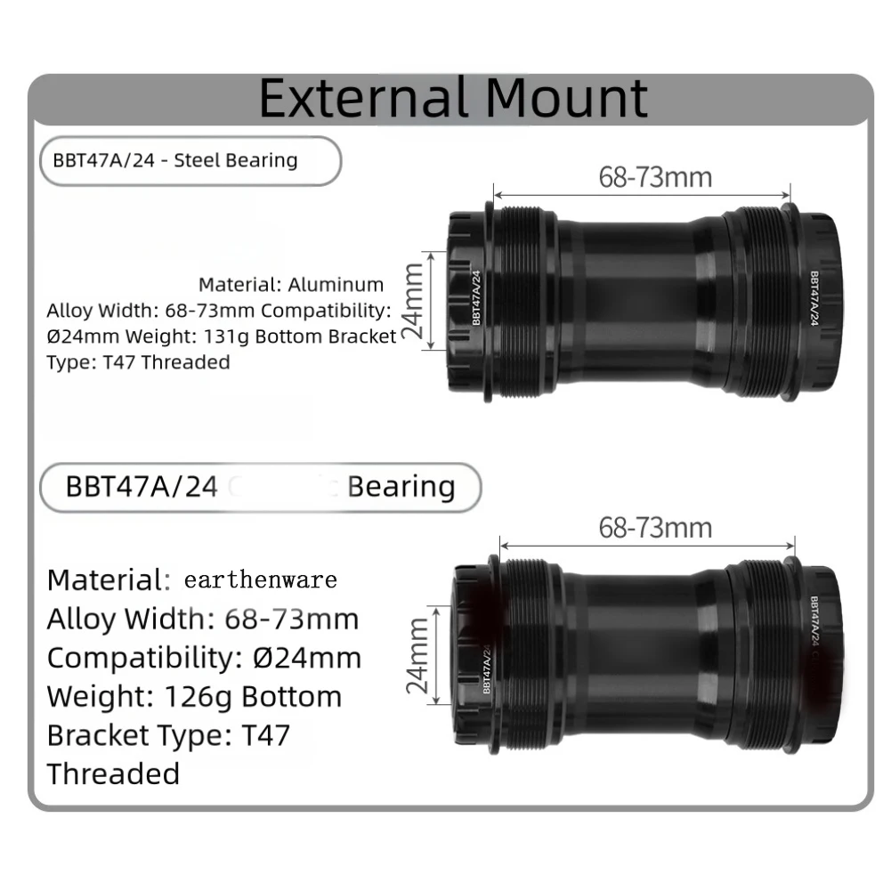 الطريق دراجة مركز المحور T47 24 مللي متر 68-73/86 مللي متر الصلب/الأدوات الأرضية أسفل الأقواس محور جوفاء دراجة هوائية جبلية محور استبدال أجزاء