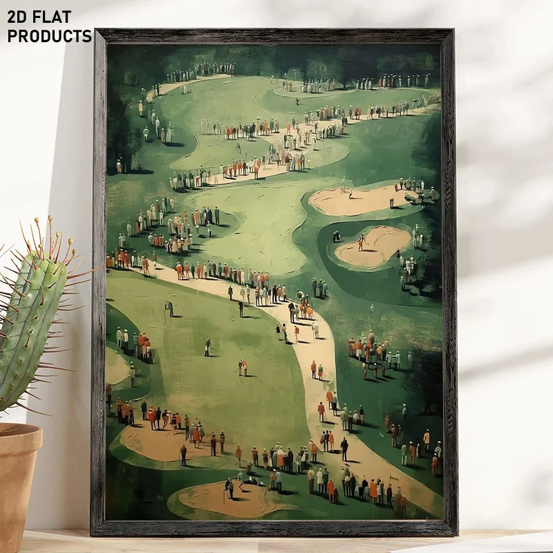 1pc Vintage & Bohemian Golf Course Wall Art Poster - Frameless 2D Flat Canvas Print Suitable for Home Office, Living Room, Be