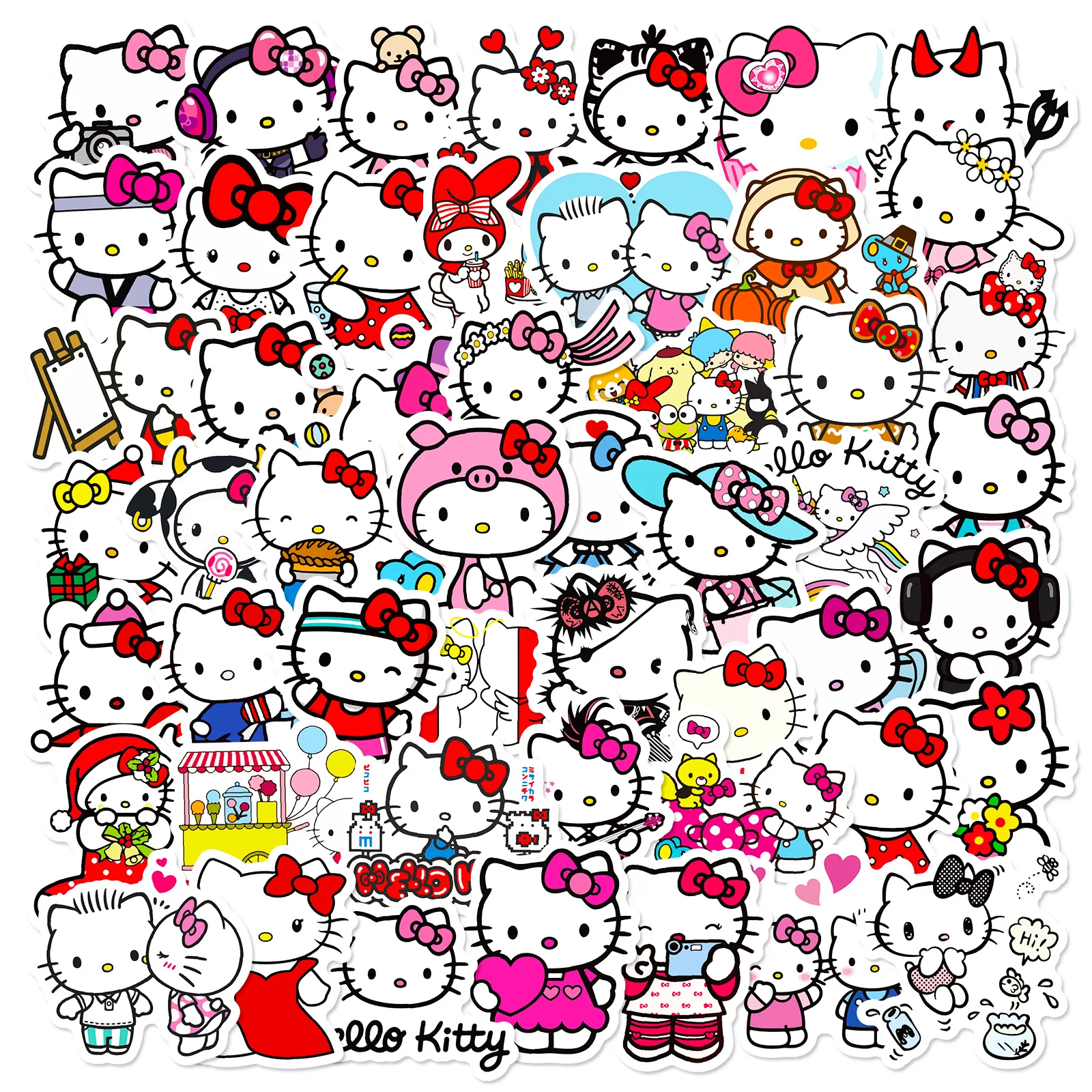 

10/30/50PCS Cute Sanrio Hello Kitty Anime Stickers DIY Guitar Motorcycle Luggage Phone Suitcase Funny Sticker for Kid Toy Gift