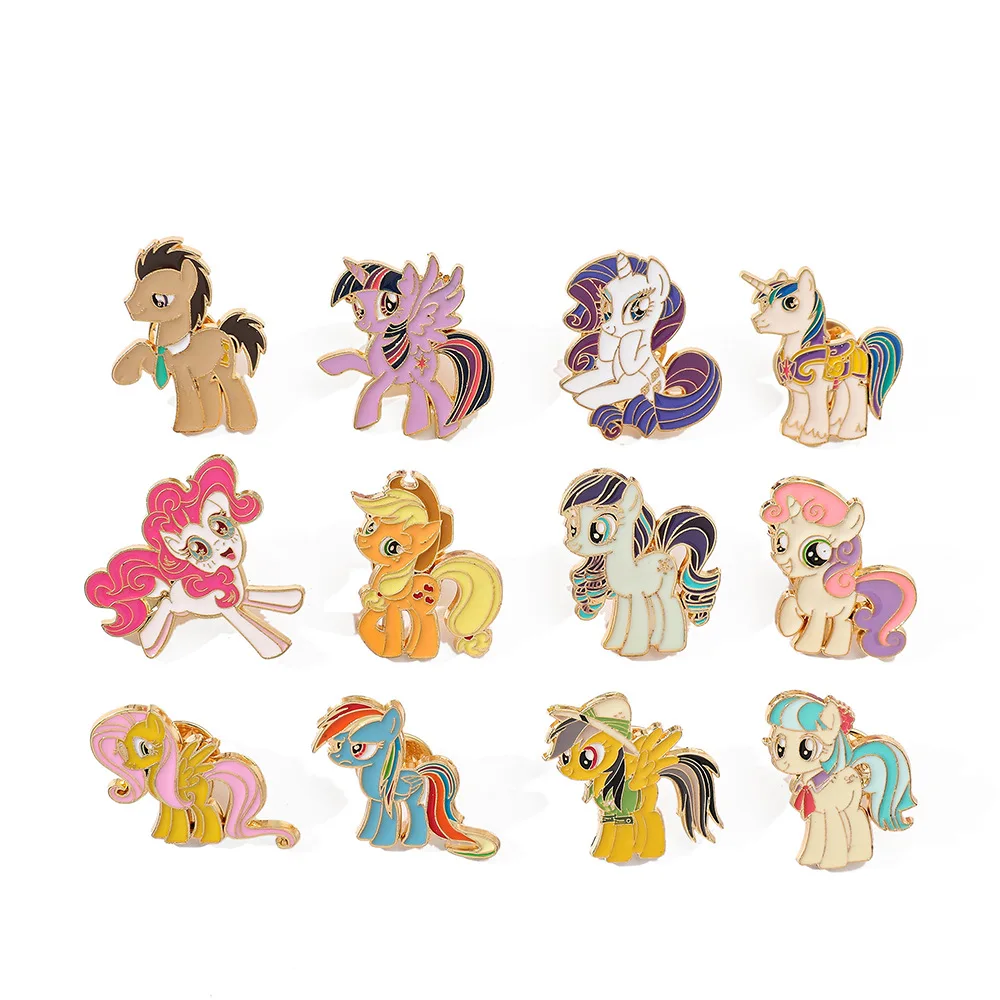 

1 Set European and American Cartoon Character Metal Badge Alloy Brooch Unicorn Pony Shaped Pin Accessory Anime Cartoon Frind
