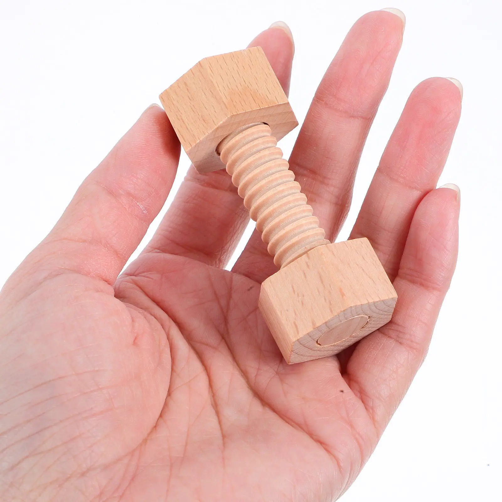 1 キッズ木製ネジナット建設セット六角エンジニアリングブロックミニネジ未完成木製ナット幼児