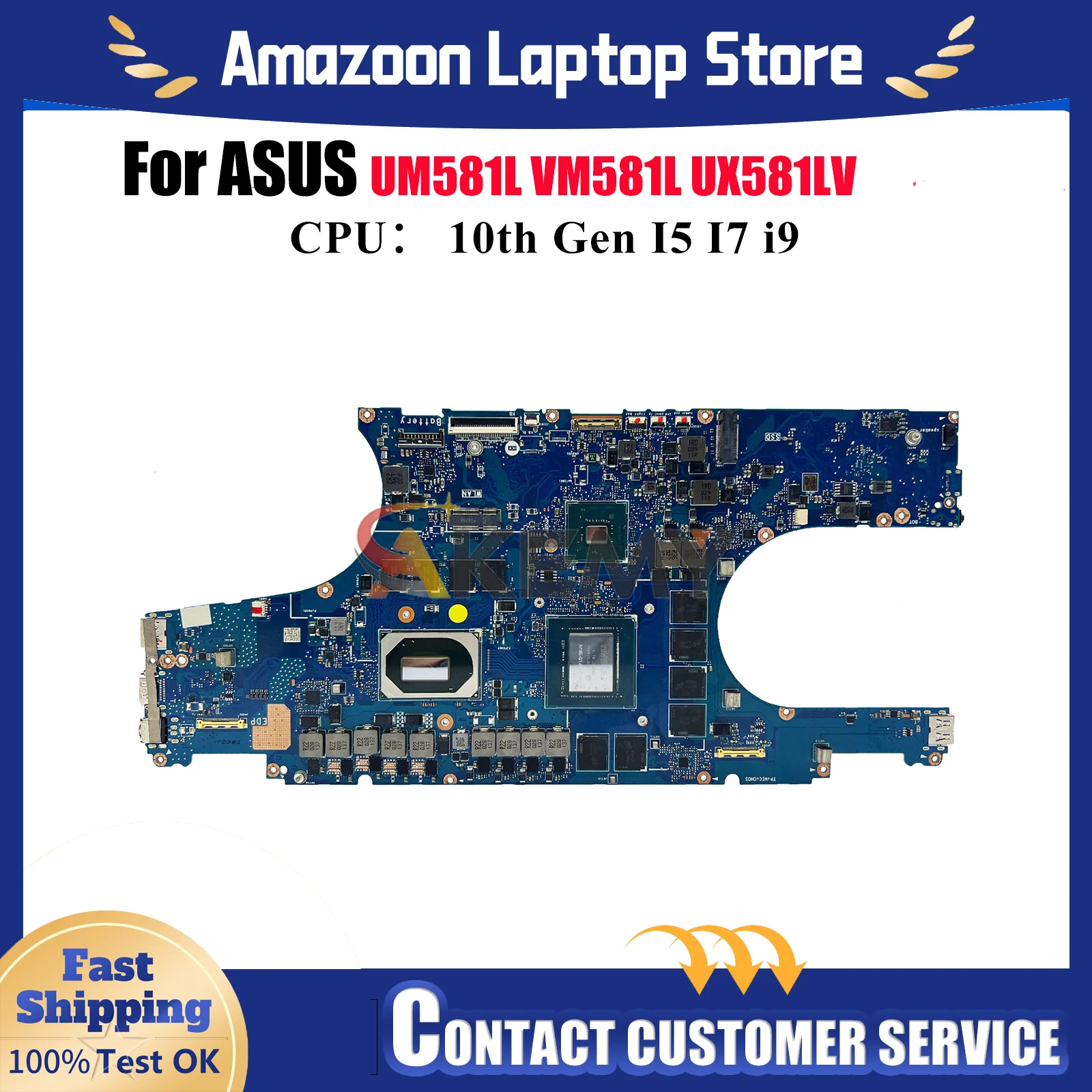 

UX581LV Laptop Motherboard For ASUS ZenBook VM581L UX581LU UX581 UM581L UX581LV UX581LS Notebook Mainboard With I5 I7 i9 CPU stk