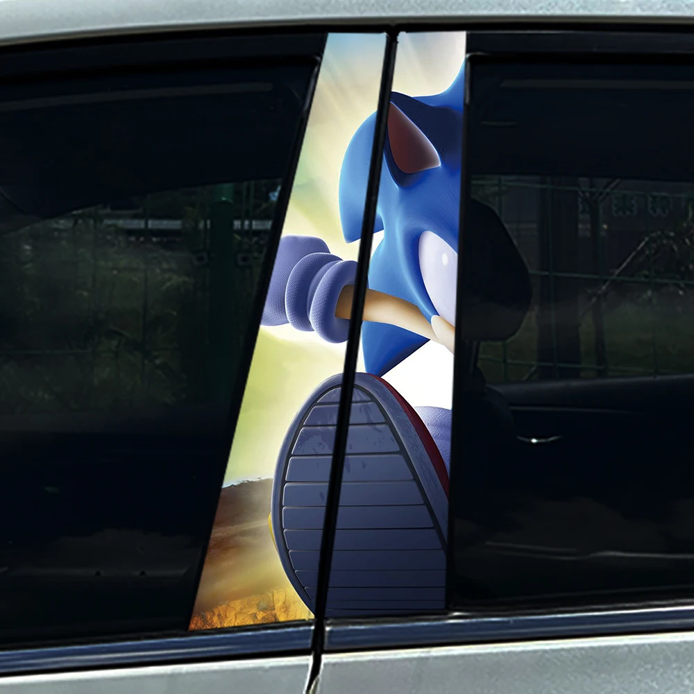 

2PCS Creative Blue Fox Car B-pillar Sticker Waterproof UV-resistant PVC Window Decal Auto Styling Vehicle Personalized