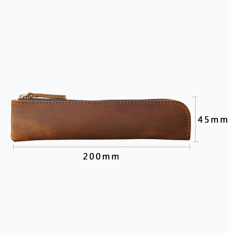 Vintage Crazy Horse Leather Pencil Bag Retro Simple Pen Case Storage Bag for Apple Pencil Office School Stationery