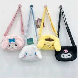 Sanrio Bag Kawaii Cinnamoroll Shoulder Bags for Students Kuromi My Melody Stuffed Backpack Chest Bag Handbag Stuffed Toys