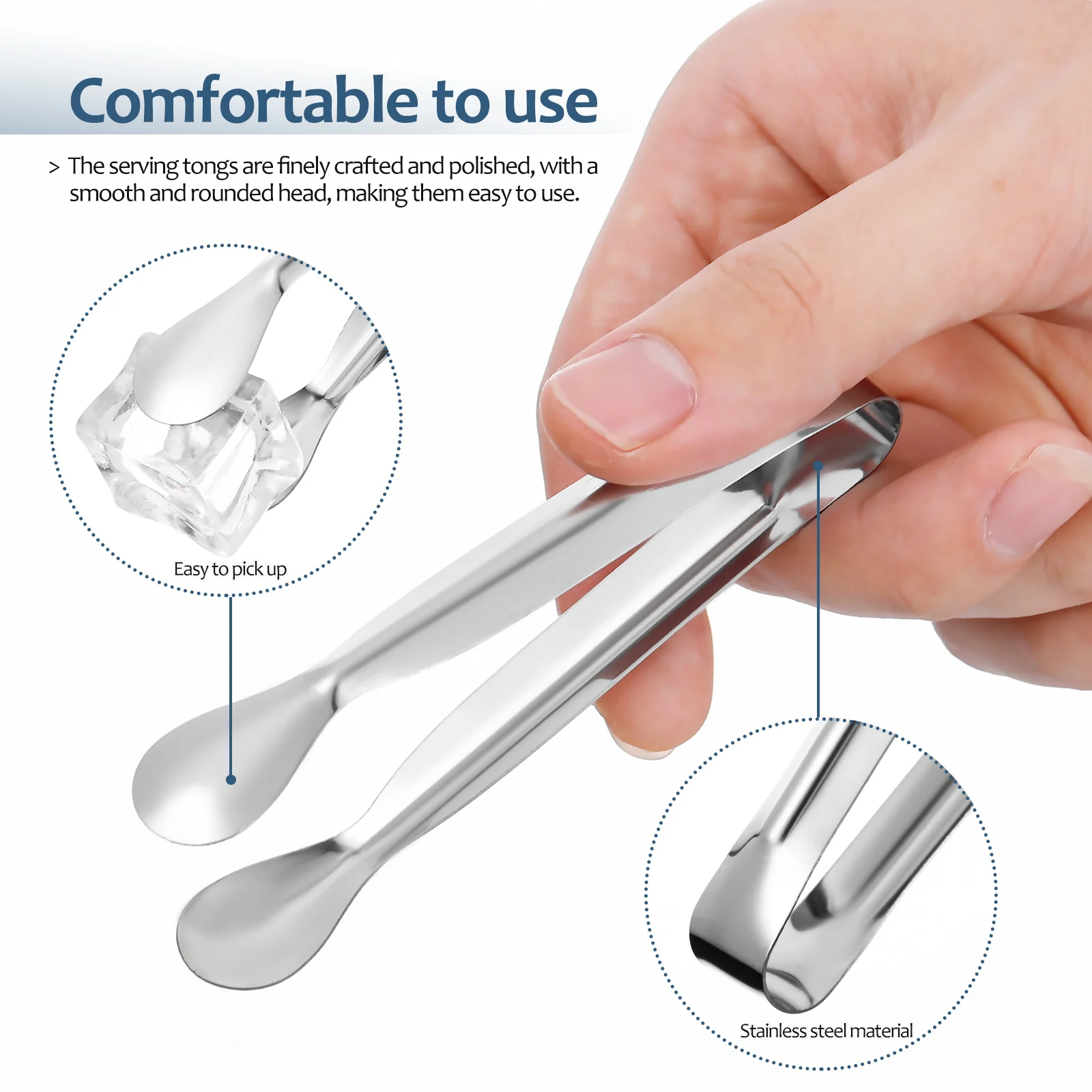 

18 pcs Stainless Sugar Frying Sugar Camping Steak Tongs 5Inch Metal Kitchen Tools Camp Ice Tongs Bbq Food Clamps