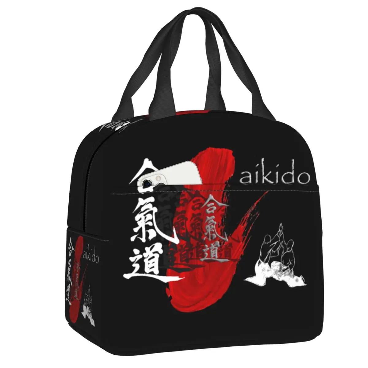 

Термосумка для обедов Custom Aikido Red Stroke: изолированная, портативная, для работы, школы, занятий боевыми искусствами, для женщин и детей