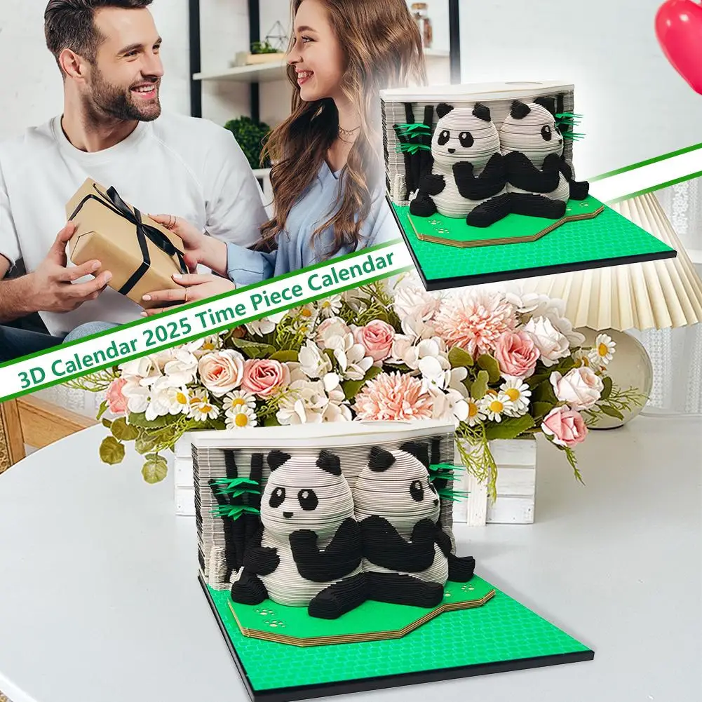 3d Calendar 2025 Piece Calendar Twin Panda 3d Note Pad Office Supplies Desktop Decoration Birthday Gift For Friend B8p5