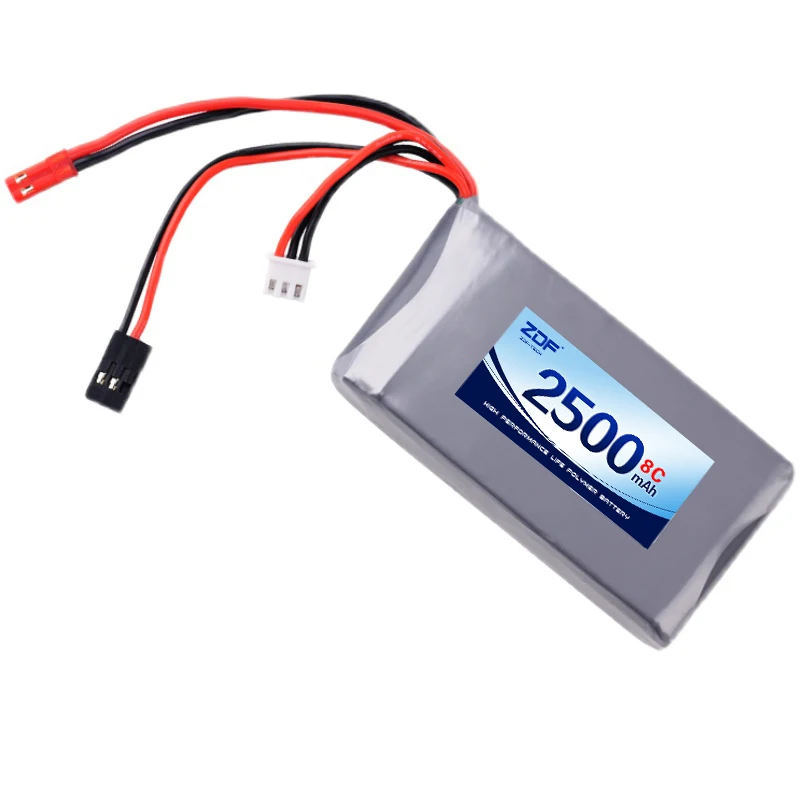 ZDF 2S 6.6V 2500mah Lipo Battery 8C JST Connector for Futaba Radios 14SG 16SZ 18SZ 4PLS T6K RC Radio Remote Control Transmitter