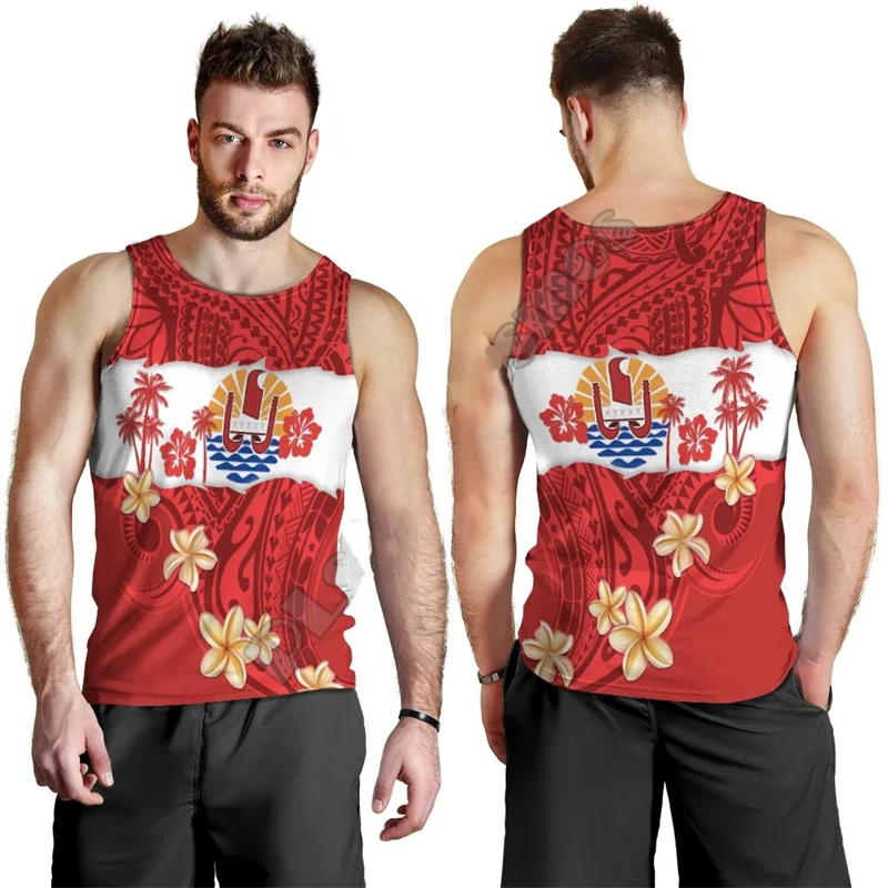 

Men's And Women's 3D Printed Sleeveless T-shirts 3D Printed Casual Vest, Retro Tattoos Tribal Culture French Polynesia Tahit Top