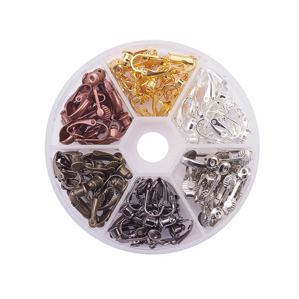 36 Pcs/box 6 Colors Earring Brass Non-piercing Accessories Earring Clip-on Earring Converter Finding Fittings Palette