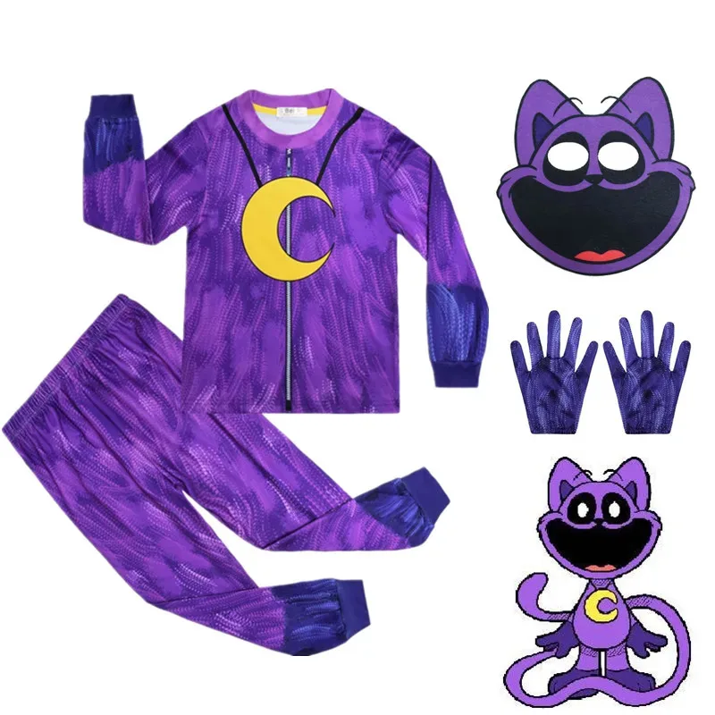 Disfraz de gato sonriente, conjunto de pijama de gato sonriente, modelo de siesta de gato, ropa Cos, regalo de cumpleaños de Halloween para niños