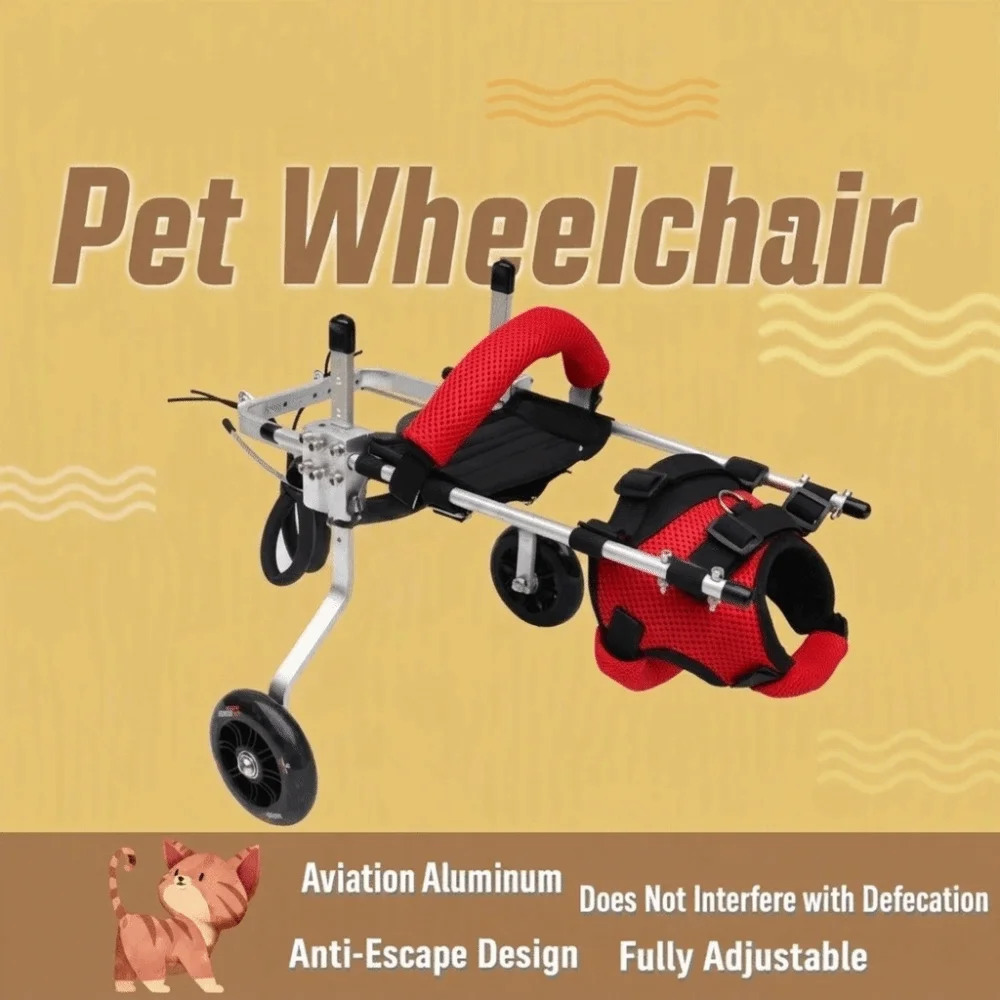 Adjustable Cat Wheelchair Breathable Harness Hind Leg Support Pet Wheelchair Sturdy Lightweight Rehabilitation Assist Car