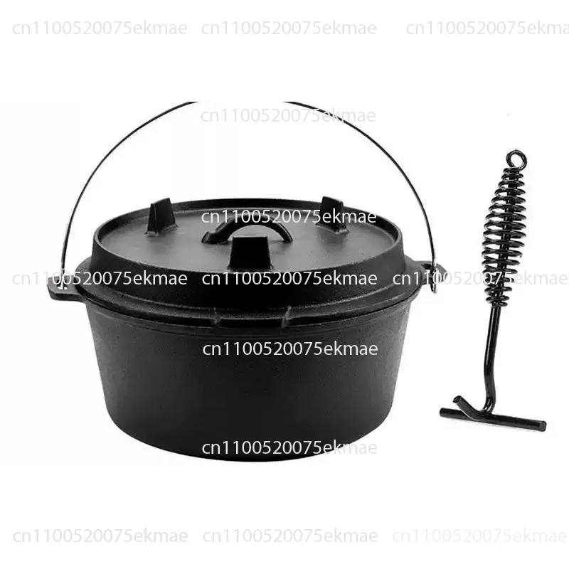 Dutch Oven – Heavy-Duty Barbecue and Camping Pot, Hanging Pot, Stewing Pot, with Lid for Frying Meat