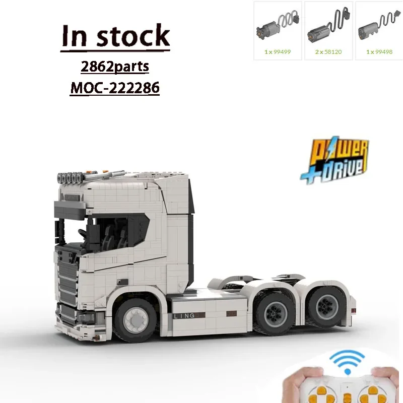 MOC-222286Wit New770s 6x2 Vrachtwagen (Tractor) Bouwsteen Model2862Onderdelen MOC Creatieve Jongen KinderenKerst Bouwsteen Speelgoed Cadeau