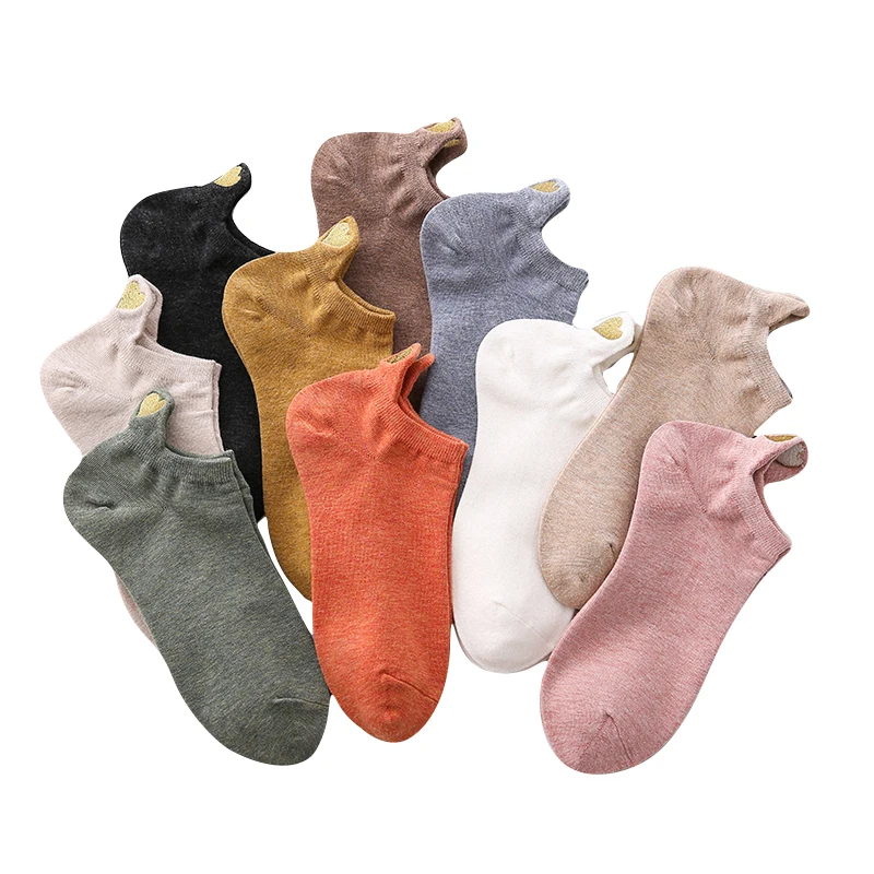 

3 Pairs/Lot Woman Cotton Ankle Socks Fashion Heart Embroidery Breathable Sox Casual Summer Cute Girls Low Cut Short Socks