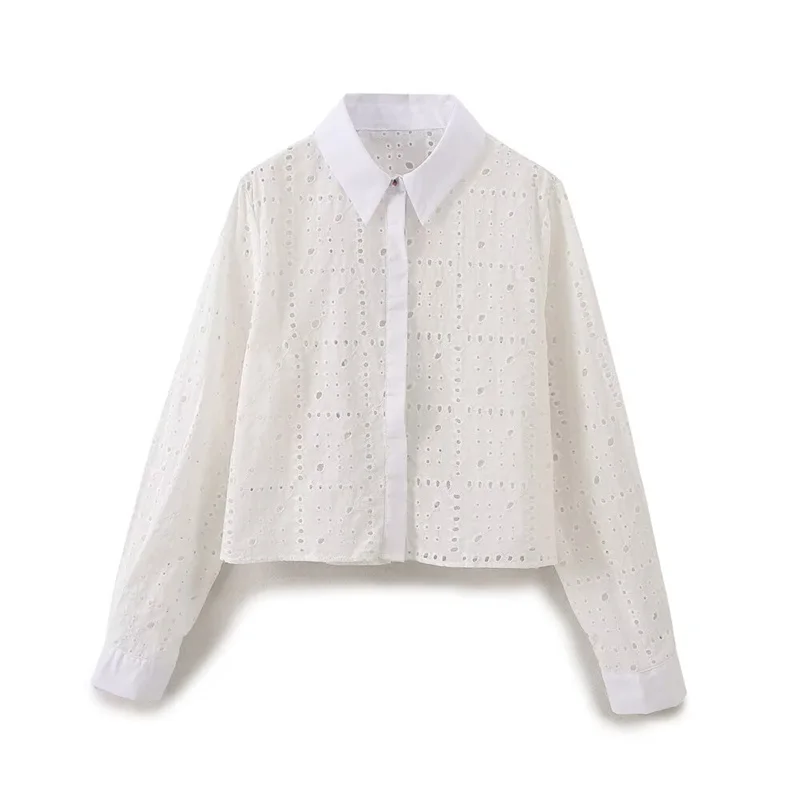 

2026 New Hollow Embroidered Shirt Casual Fashion Elegant Slim Fit
